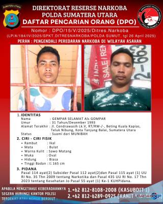 Polda Sumut Tetapkan Gempar Selamat Alias Gompar sebagai Tersangka Narkotika